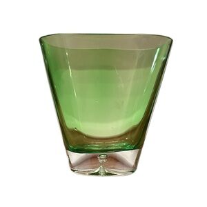 Vintage Better Homes and Gardens Green Oval Glass Vase w Controlled Bubble